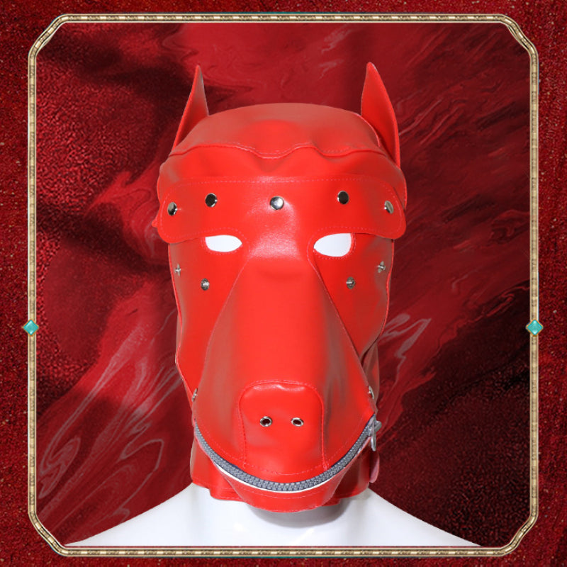 SM Sex Game Wolf Head Mask Men and Women Wear Leather Hoods Ball Role Play Adult Sex Products