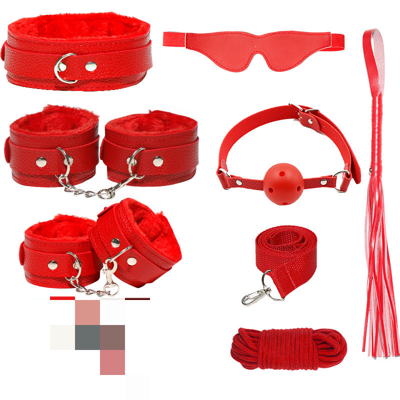 SM Breast Clip Eye Mask Mouth Ball Binding Props Handcuffs Tuning Adult Sex Toys Seven-piece Set