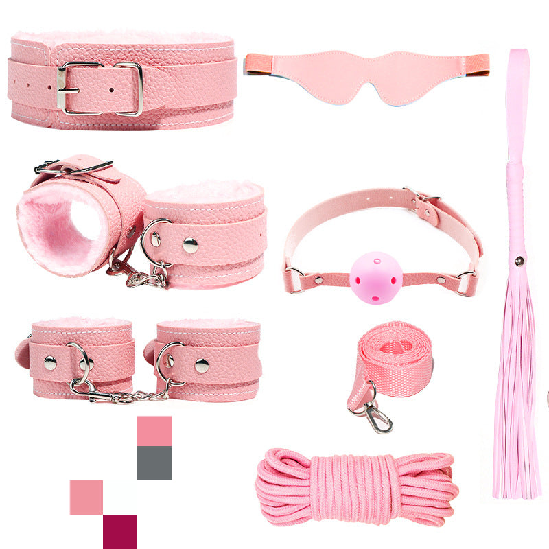 SM Breast Clip Eye Mask Mouth Ball Binding Props Handcuffs Tuning Adult Sex Toys Seven-piece Set