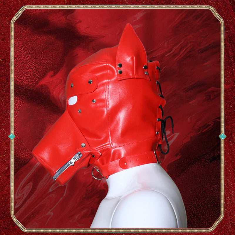 SM Sex Game Wolf Head Mask Men and Women Wear Leather Hoods Ball Role Play Adult Sex Products