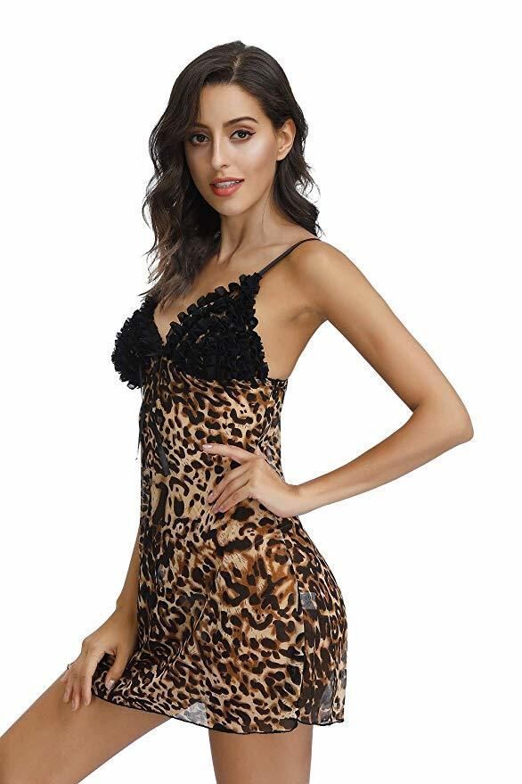 New Sex Underwear, Sexy Leopard Print Suspender Women's Nightgownjavascript: