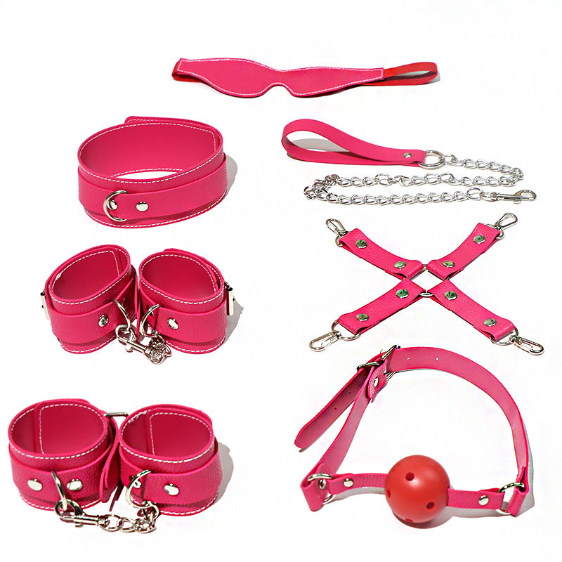 SM Fun Seven-piece Set Tone Binding Bondage Set Love Adult Products Alternative Props Handcuffs Collar Training Tools