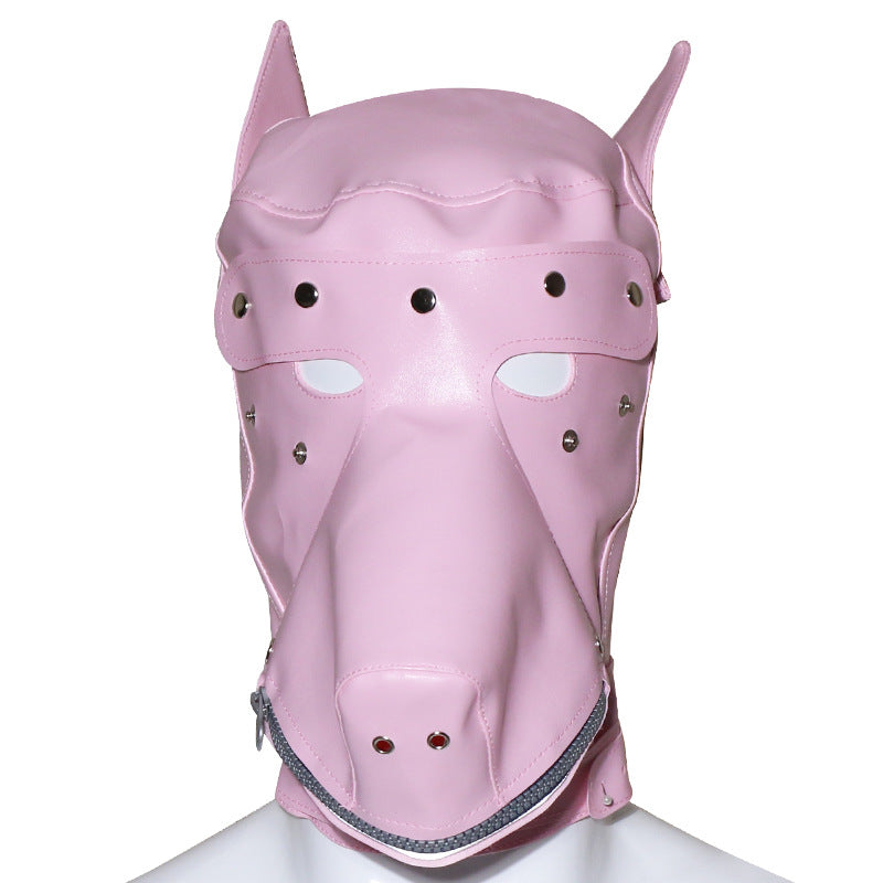 SM Sex Game Wolf Head Mask Men and Women Wear Leather Hoods Ball Role Play Adult Sex Products