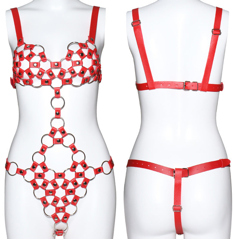 SM Fun Leather Women's Wear One-piece Bondage Clothes Round E, Husband and Wife Alternative Sex Toys Adult Products