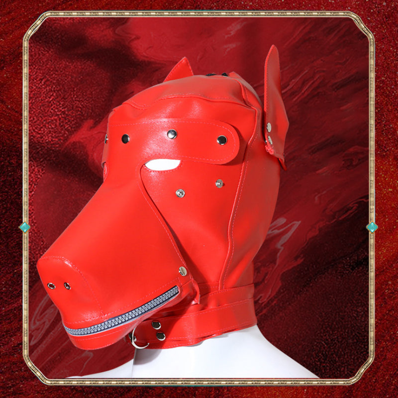 SM Sex Game Wolf Head Mask Men and Women Wear Leather Hoods Ball Role Play Adult Sex Products
