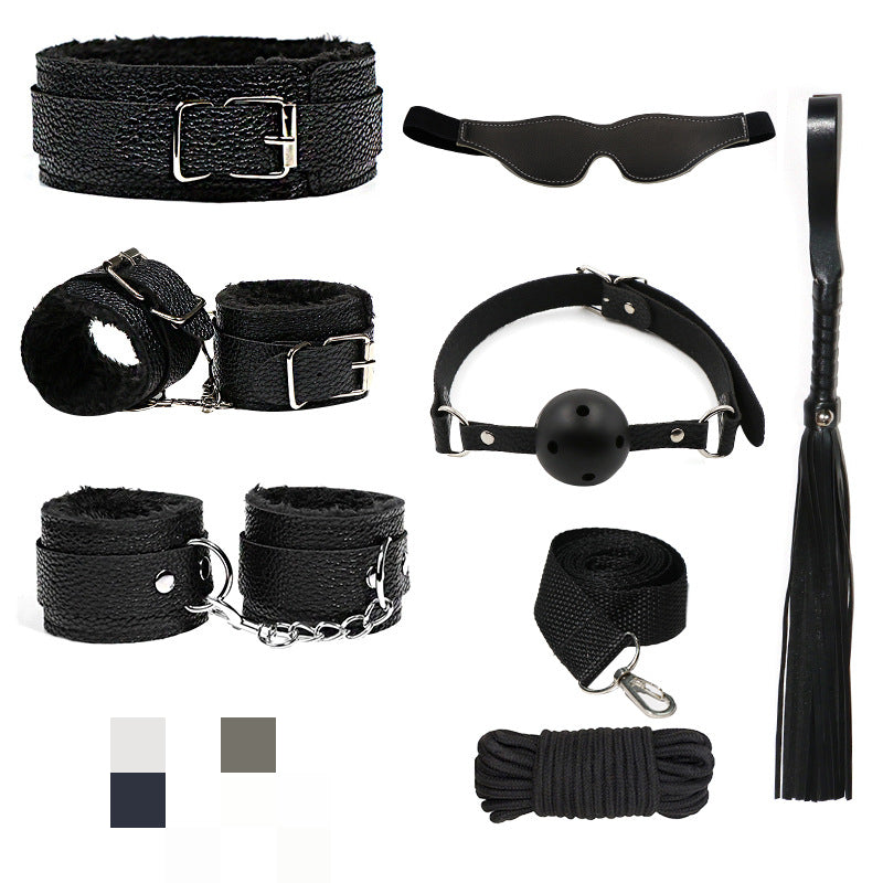 SM Breast Clip Eye Mask Mouth Ball Binding Props Handcuffs Tuning Adult Sex Toys Seven-piece Set