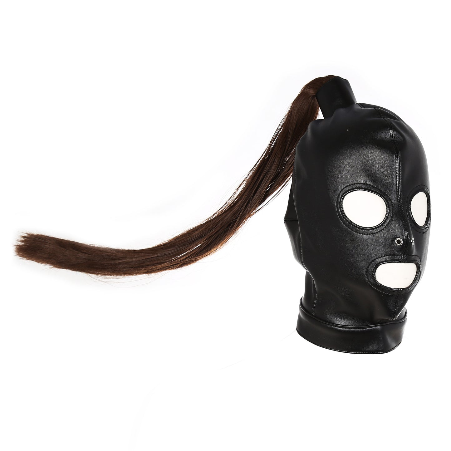 SM Sex Products Leather Open Mouth Headgear Removable with Wig Ancient Helmet