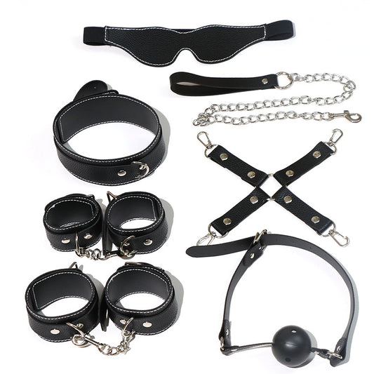 SM Fun Seven-piece Set Tone Binding Bondage Set Love Adult Products Alternative Props Handcuffs Collar Training Tools