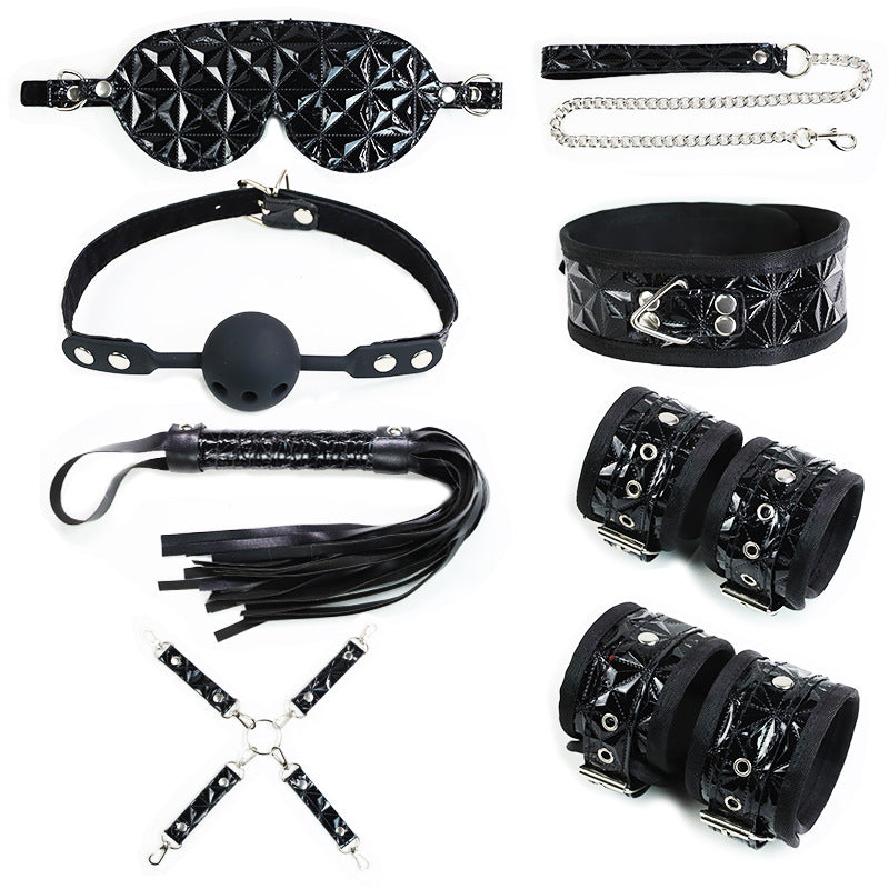 SM Binding Set, Sex Toys PU Handcuffs Binding Bondage Ten-piece Set, Couple Alternative Adult Sex Toys