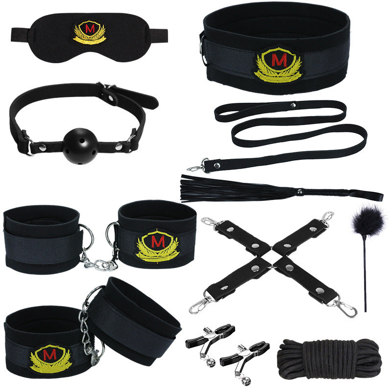 Adult Sex Toys Sm Props Bundled Bondage Toys Hands and Feet Handcuffs Hand Pat Sex Bed Straps Eleven-piece Set