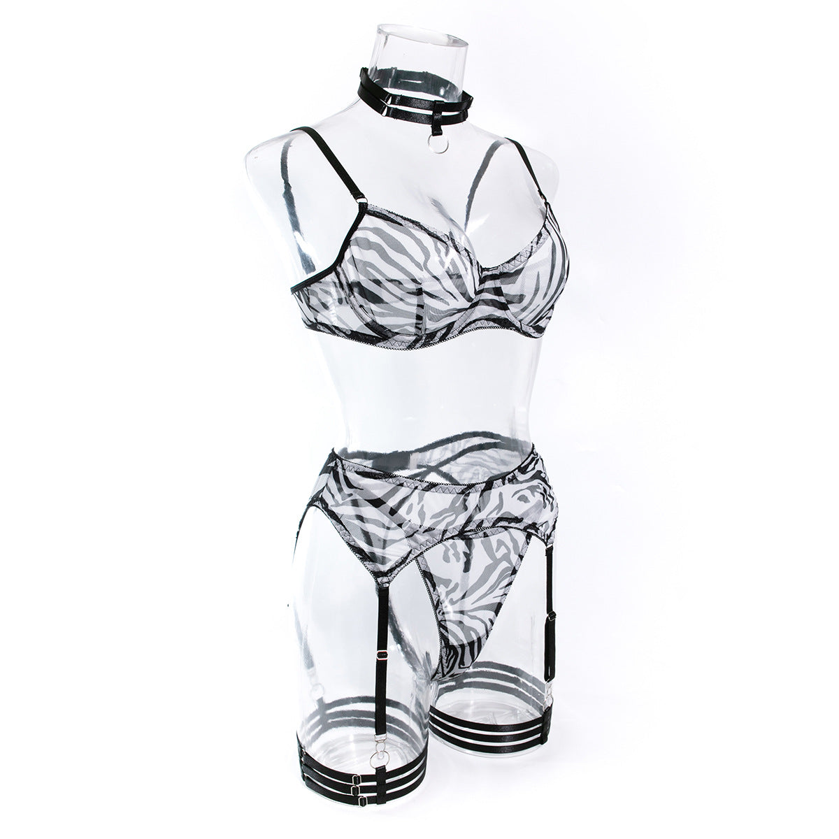 Mesh printing zebra perspective belt neck cover four-piece set