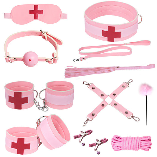 Adult Sex Toys Sm Props Bundled Bondage Toys Hands and Feet Handcuffs Hand Pat Sex Bed Straps Eleven-piece Set