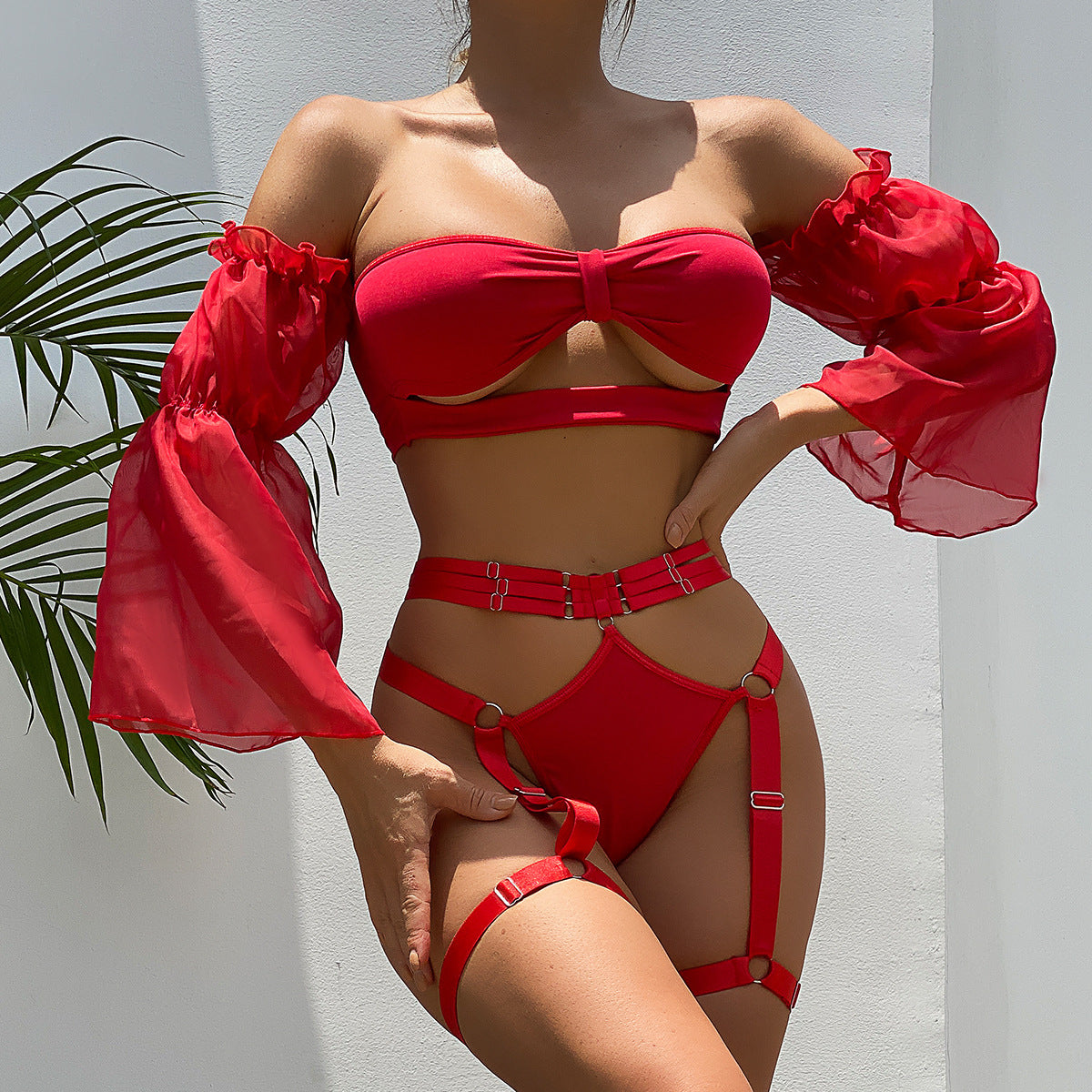 Gorgeous Splicing Sexy Underwear Three-piece Set