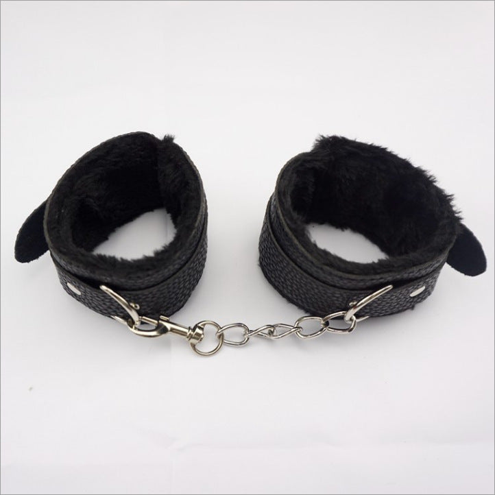 SM Sex Toys Leather Plush Handcuffs Bundled Bondage Alternative Sm Adult Sex Toys