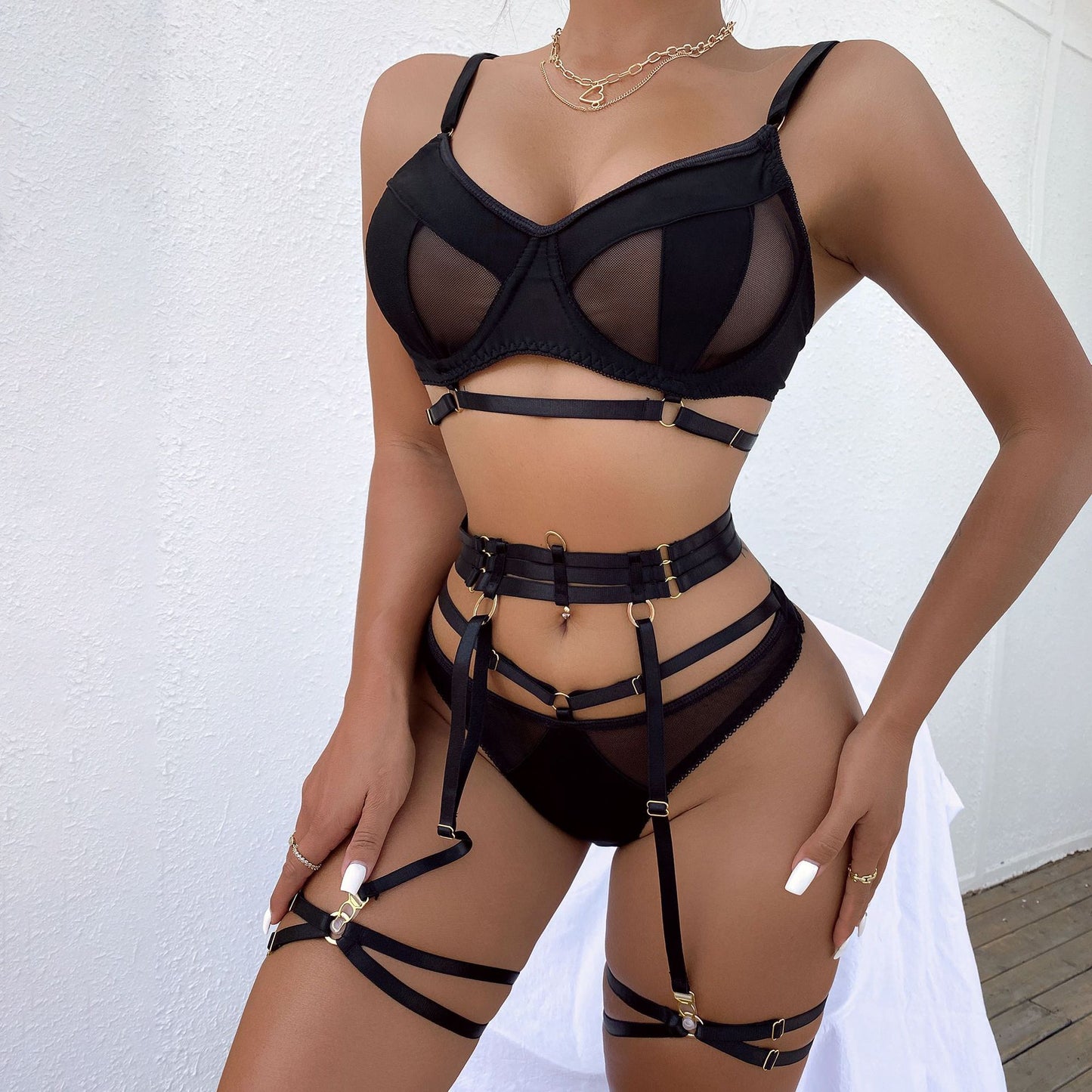 Complex craft hollow mesh sexy lingerie