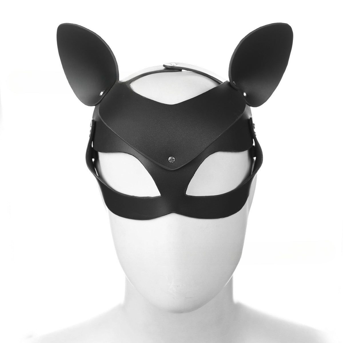 Adult Sex Toys Burgundy Leather Fox Hood Eye Mask with Ears Role-playing Mask