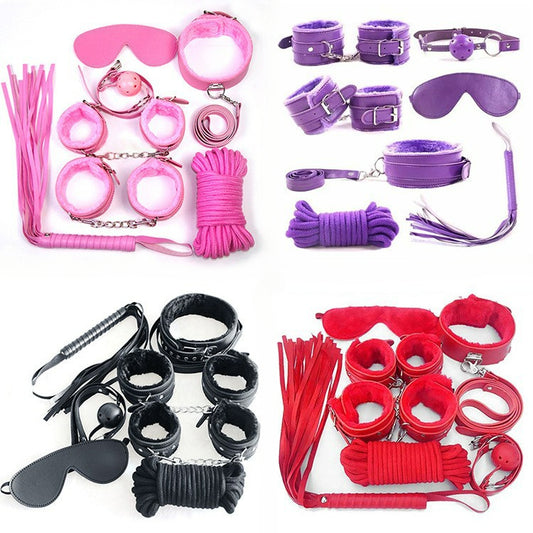 SM Breast Clip Eye Mask Mouth Ball Binding Props Handcuffs Tuning Adult Sex Toys Seven-piece Set